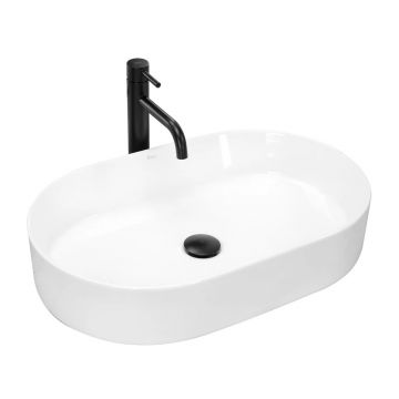 Lavoar pe blat Rea Nadia oval finisaj alb lucios 61 cm