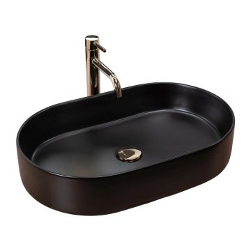 Lavoar pe blat Rea Nadia oval finisaj negru mat 61 cm