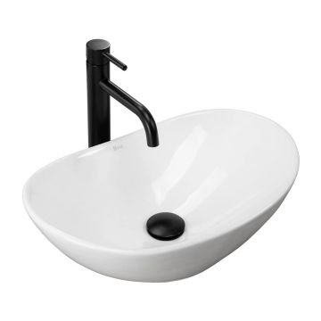 Lavoar pe blat Rea Royal Mini oval finisaj alb lucios 48 cm