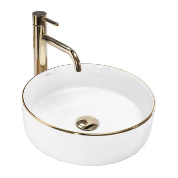 Lavoar pe blat Rea Sami rotund finisaj alb - auriu 36 cm