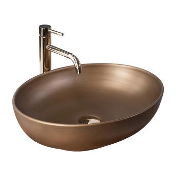 Lavoar pe blat Rea Villa oval finisaj auriu invechit mat 52 cm