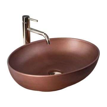 Lavoar pe blat Rea Villa oval finisaj cupru mat 52 cm
