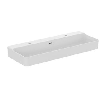 Lavoar suspendat Ideal Standard Atelier Conca 120 cm alb lucios cu 2 orificii baterie si preaplin