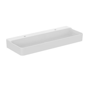 Lavoar suspendat Ideal Standard Atelier Conca 120 cm alb lucios cu 2 orificii baterie