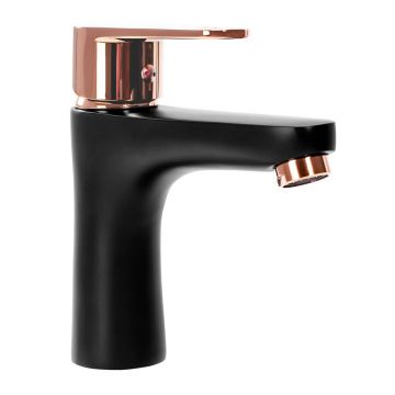 Baterie lavoar Rea Mild negru - Rose Gold monocomanda
