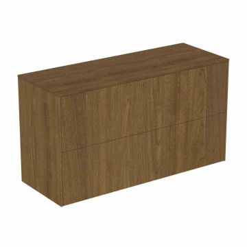 Dulap baza suspendat Ideal Standard Atelier Conca 2 sertare cu blat 100 cm finisaj nuc inchis