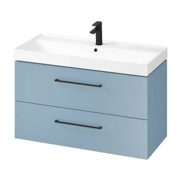 Dulap suspendat pentru lavoar Albastru Cersanit Larga 100 cm