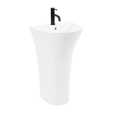 Lavoar freestanding Rea Rita Slim asimetric finisaj alb lucios 48 cm
