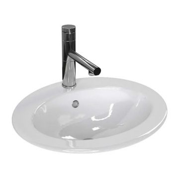 Lavoar incastrat Rea Magari oval finisaj alb lucios 50 cm