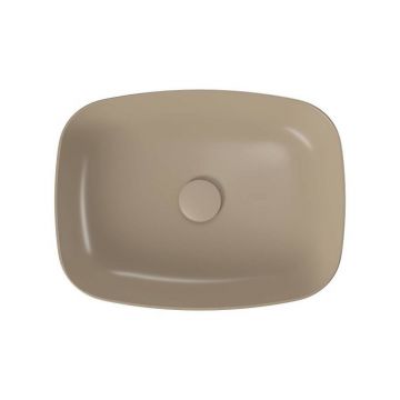 Lavoar pe blat dreptunghiular maro mat Cersanit Larga Rocklite 50 cm