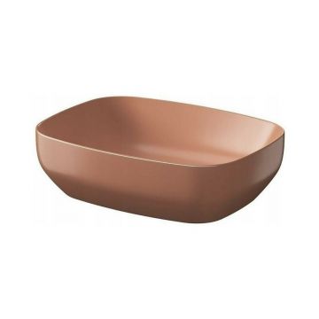 Lavoar pe blat dreptunghiular rosu mat Cersanit Larga Rocklite 50 cm