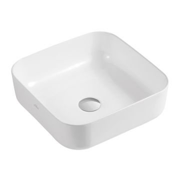 Lavoar pe blat Invena Malaga patrat 39 cm alb lucios