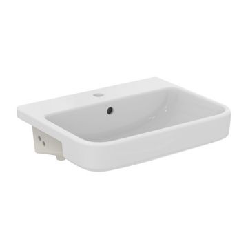 Lavoar semiincastrat Ideal Standard i.life B alb lucios SmartGuard 55 cm cu orificiu baterie si preaplin