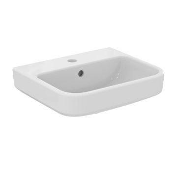 Lavoar suspendat Ideal Standard i.life B alb lucios SmartGuard 45 cm cu orificiu baterie si preaplin