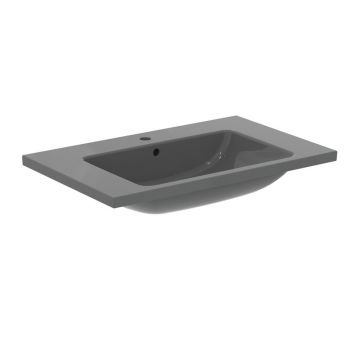 Lavoar suspendat Ideal Standard i.life B gri lucios 81 cm cu orificiu baterie si preaplin