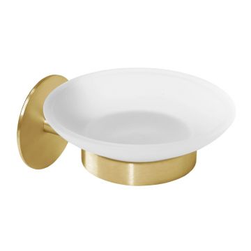 Savoniera Rea design rotund si finisaj auriu - sticla mata