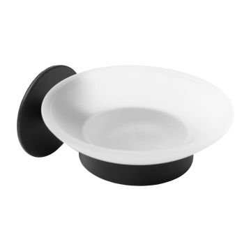 Savoniera Rea design rotund si finisaj negru - sticla mata