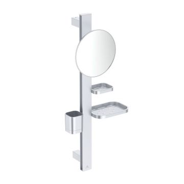 Set accesorii pentru lavoar Ideal Standard Alu+ argintiu mat din aluminiu 70 cm cu oglinda mobila