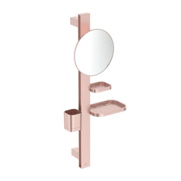 Set accesorii pentru lavoar Ideal Standard Alu+ rose mat din aluminiu 70 cm cu oglinda mobila