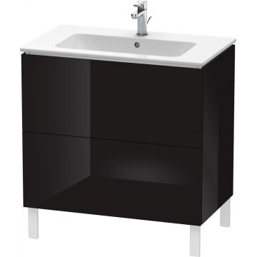 Dulap baza pe pardoseala Duravit L-Cube cu doua sertare 82cm negru lucios