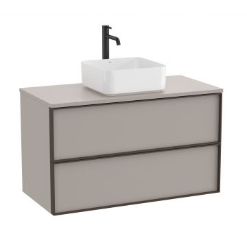 Dulap baza Roca Inspira pentru lavoare pe blat doua sertare 100cm gri nisip