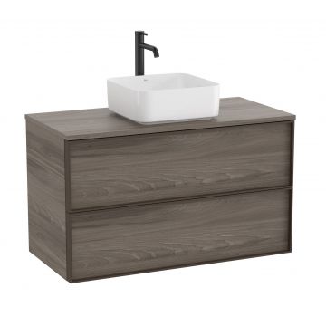 Dulap baza Roca Inspira pentru lavoare pe blat doua sertare 100cm maro magnolia