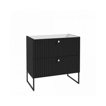 Dulap suspendat pentru lavoar negru mat Defra Fuego 80 cm