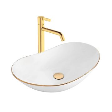 Lavoar pe blat alb/auriu Rune Sigyn 61.5 cm