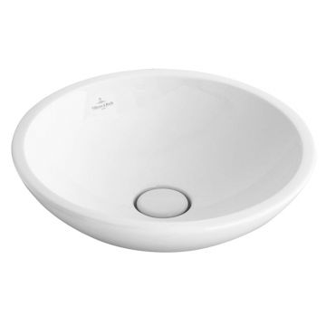 Lavoar rotund pe blat Villeroy & Boch, Loop & Friends, 43 cm, finisaj alb