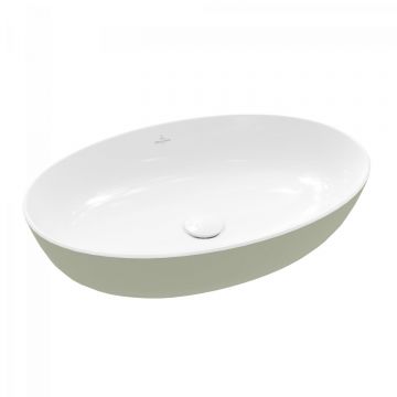 Lavoar tip bol Villeroy & Boch Artis 61x41cm fara orificiu baterie fara preaplin montare pe blat Sage Green