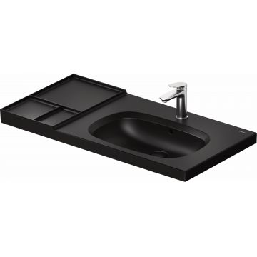 Lavoar Duravit Aurena 100x50cm HygieneGlaze Plus montare pe mobilier orientare dreapta ventil ceramic inclus negru mat