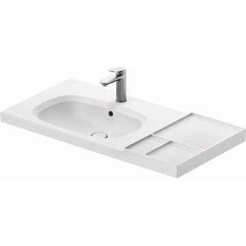 Lavoar Duravit Aurena 100x50cm HygieneGlaze Plus montare pe mobilier orientare stanga ventil ceramic inclus alb mat