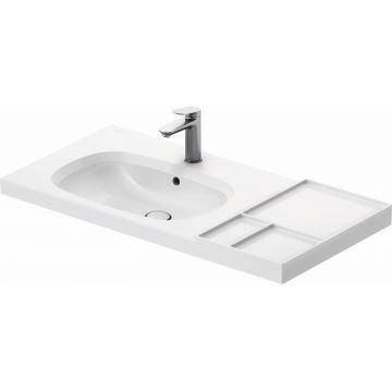 Lavoar Duravit Aurena 100x50cm HygieneGlaze Plus montare pe mobilier orientare stanga ventil ceramic inclus alb
