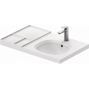 Lavoar Duravit Aurena 80x50cm HygieneGlaze Plus montare pe mobilier orientare dreapta ventil ceramic inclus alb mat
