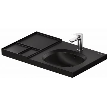 Lavoar Duravit Aurena 80x50cm HygieneGlaze Plus montare pe mobilier orientare dreapta ventil ceramic inclus negru mat