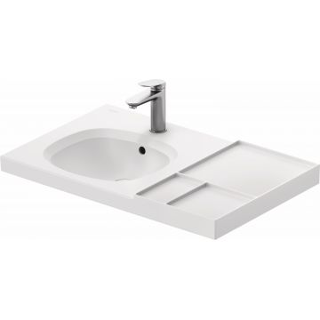 Lavoar Duravit Aurena 80x50cm HygieneGlaze Plus montare pe mobilier orientare stanga ventil ceramic inclus alb mat