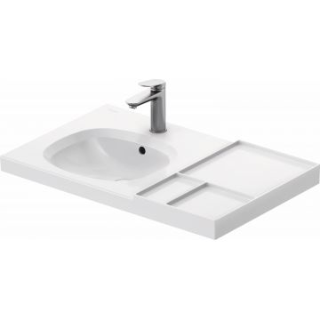 Lavoar Duravit Aurena 80x50cm HygieneGlaze Plus montare pe mobilier orientare stanga ventil ceramic inclus alb