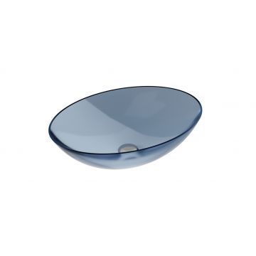 Lavoar oval tip bol Besco Anya 50x35cm ResiCast transparent ventil click-clack crom Blue Wave