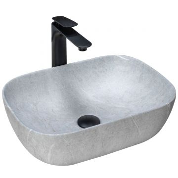 Lavoar pe blat ceramic Rea Livia  , 46.5x33.5 cm,  gri