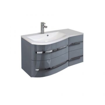 Mobilier baie suspendat Oristo Opal de stanga 90 cm, gri lucios - Dimensiune 90 cm