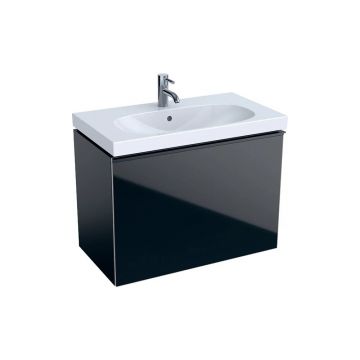 Dulap baza pentru lavoar suspendat proiectie mica negru Geberit Acanto 1 sertar 74 cm