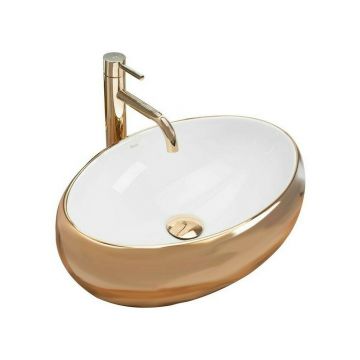 Lavoar alb/auriu pe blat Rea Linda Gold White 48,3 cm