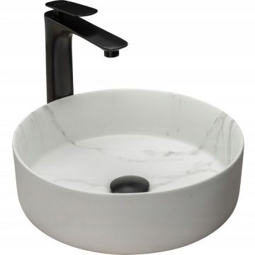 Lavoar stil marmura alb pe blat Rea Sami Marble Matowa 36 cm Lavoar stil marmura alb pe blat Rea Sami Marble Matowa 36 cm