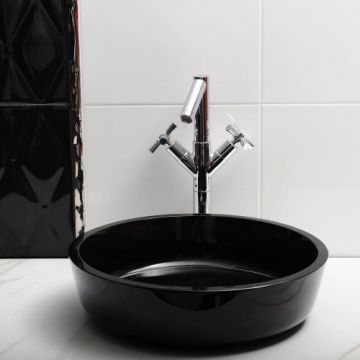 Lavoar Karag din sticlă, 42x12 cm, negru - Dimensiune 42 cm