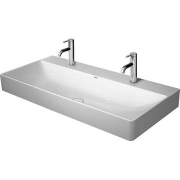 Lavoar dublu Duravit DuraSquare 100cm  finisaj WonderGliss  fara preaplin  cu capac ceramic pentru ventil inclus si finisaj suplimentar