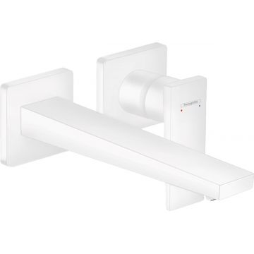 Baterie lavoar Hansgrohe Metropol de perete  pipa 225mm  fara ventil  necesita corp incastrat  alb mat