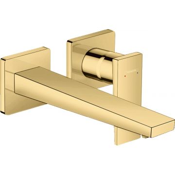 Baterie lavoar Hansgrohe Metropol de perete  pipa 225mm  fara ventil  necesita corp incastrat  gold optic lustruit