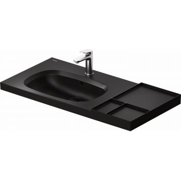 Lavoar Duravit Aurena 100x50cm HygieneGlaze Plus montare pe mobilier orientare stanga ventil ceramic inclus negru mat