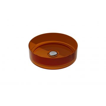 Lavoar rotund tip bol Besco Enya d 36cm  ResiCast  transparent  ventil click-clack crom  Earth Rust