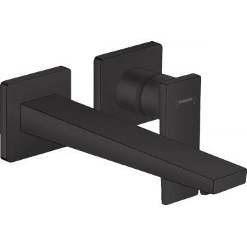 Baterie lavoar Hansgrohe Metropol de perete  pipa 225mm  fara ventil  necesita corp incastrat  negru mat